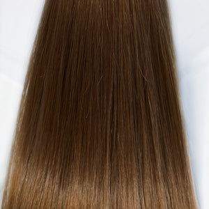 Behair professional Keratin Tip "Premium" 20" (50cm) Natural Straight Chestnut #6 - 25g (Micro - 0.5g each pcs) hair extensions