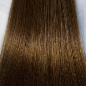 Behair professional Keratin Tip "Premium" 16" (40cm) Natural Straight Honey Walnut Brown #5 - 25g (Standard - 0.7g each pcs) hair extensions