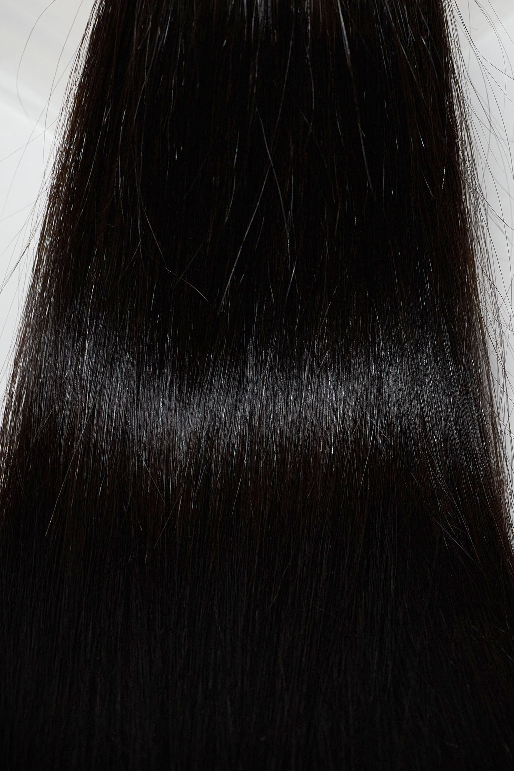Behair professional Keratin Tip "Premium" 18" (45cm) Natural Straight Jet Black #1 - 25g (Micro - 0.5g each pcs) hair extensions