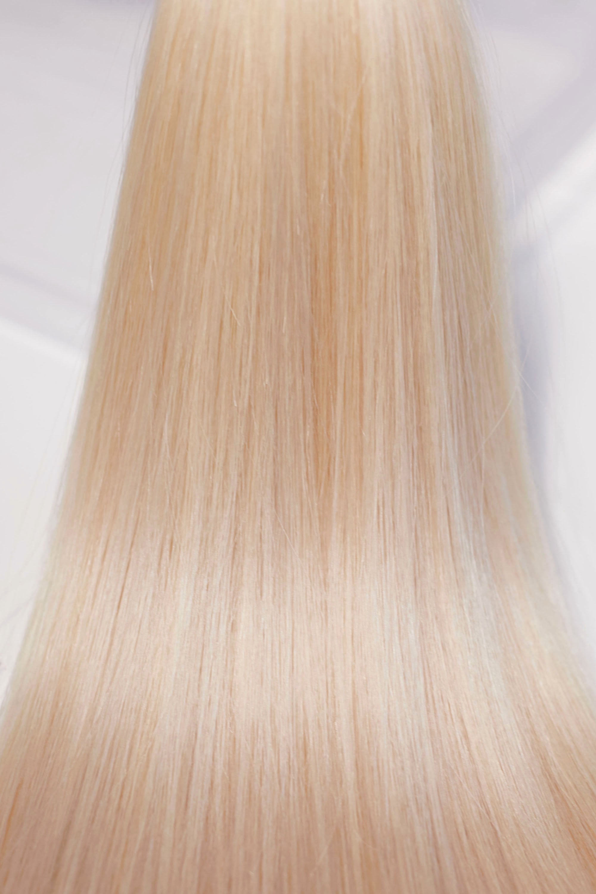 Behair professional Keratin Tip "Premium" 28" (70cm) Natural Straight Platinum Blond #60 - 25g (Micro - 0.5g each pcs) hair extensions