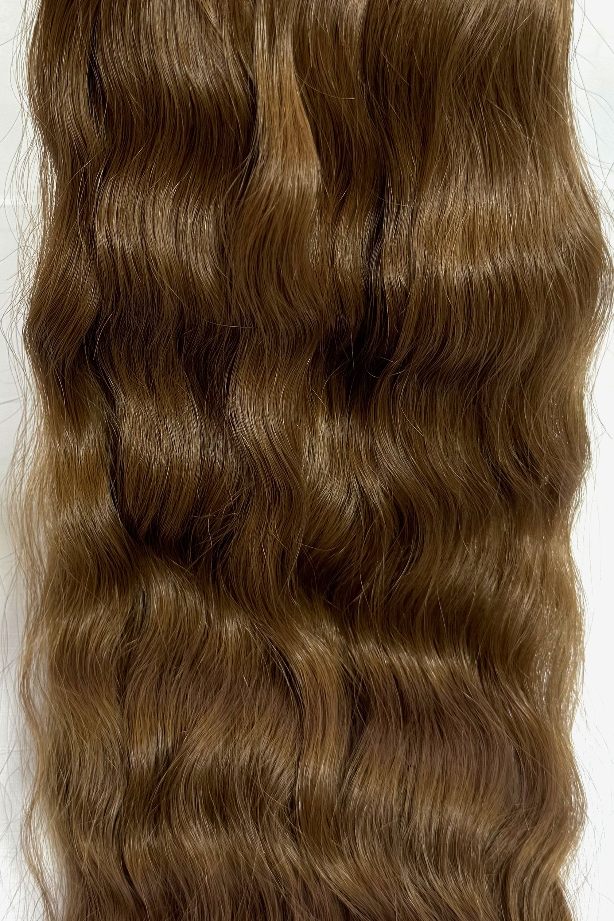 Behair professional Keratin Tip "Premium" 26" (65cm) Natural Wave Honey Walnut Brown #5 - 25g (Standard - 0.7g each pcs) hair extensions