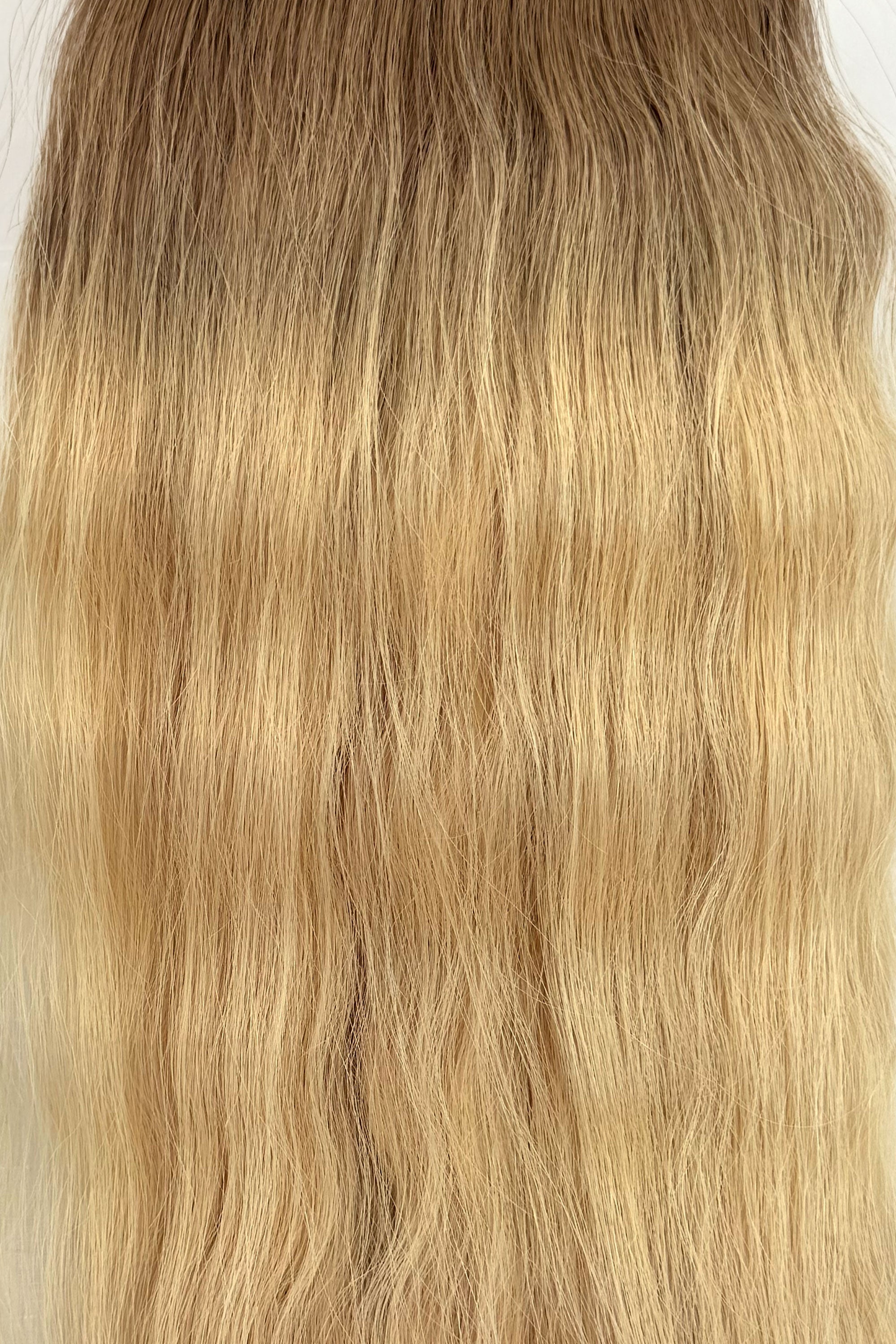 Behair professional Keratin Tip "Premium" 26" (65cm) Natural Wave Rooted Caramel Brown/Platinum Blond #8/60 - 25g (Standard - 0.7g each pcs) hair extensions