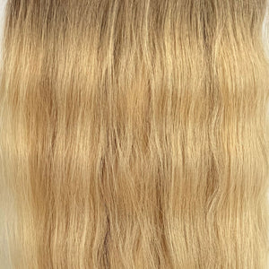 Behair professional Keratin Tip "Premium" 18" (45cm) Natural Wave Rooted Caramel Brown/Platinum Blond #8/60 - 25g (Standard - 0.7g each pcs) hair extensions