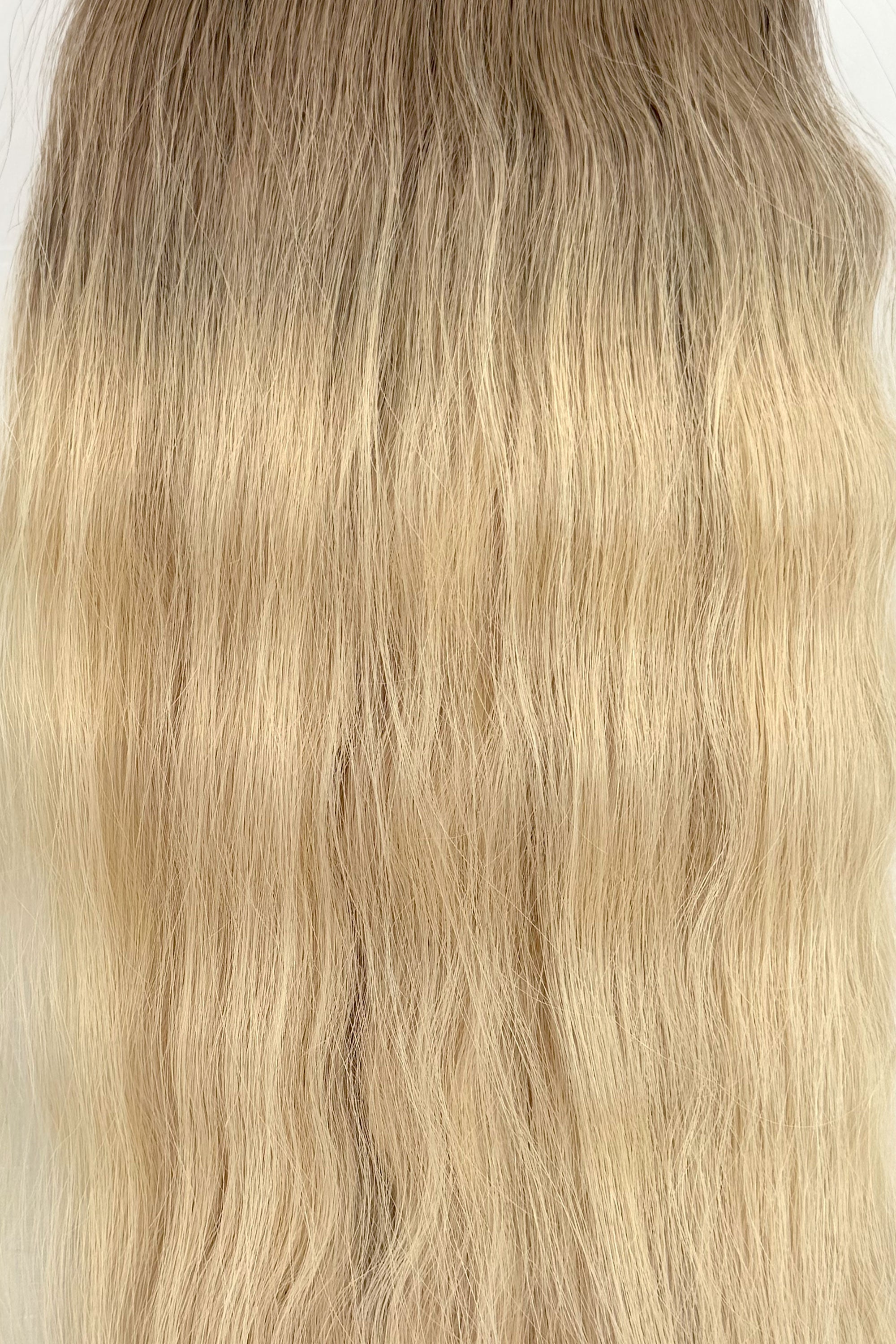 Behair professional Keratin Tip "Premium" 26" (65cm) Natural Wave Rooted Light Ash Brown/Ice Blond #10/000 - 25g (Standard - 0.7g each pcs) hair extensions