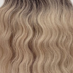 Behair professional Keratin Tip "Premium" 20" (50cm) Natural Wave Rooted Dark Coffee Brown/Light Gold Sand #2/16 - 25g (Standard - 0.7g each pcs) hair extensions