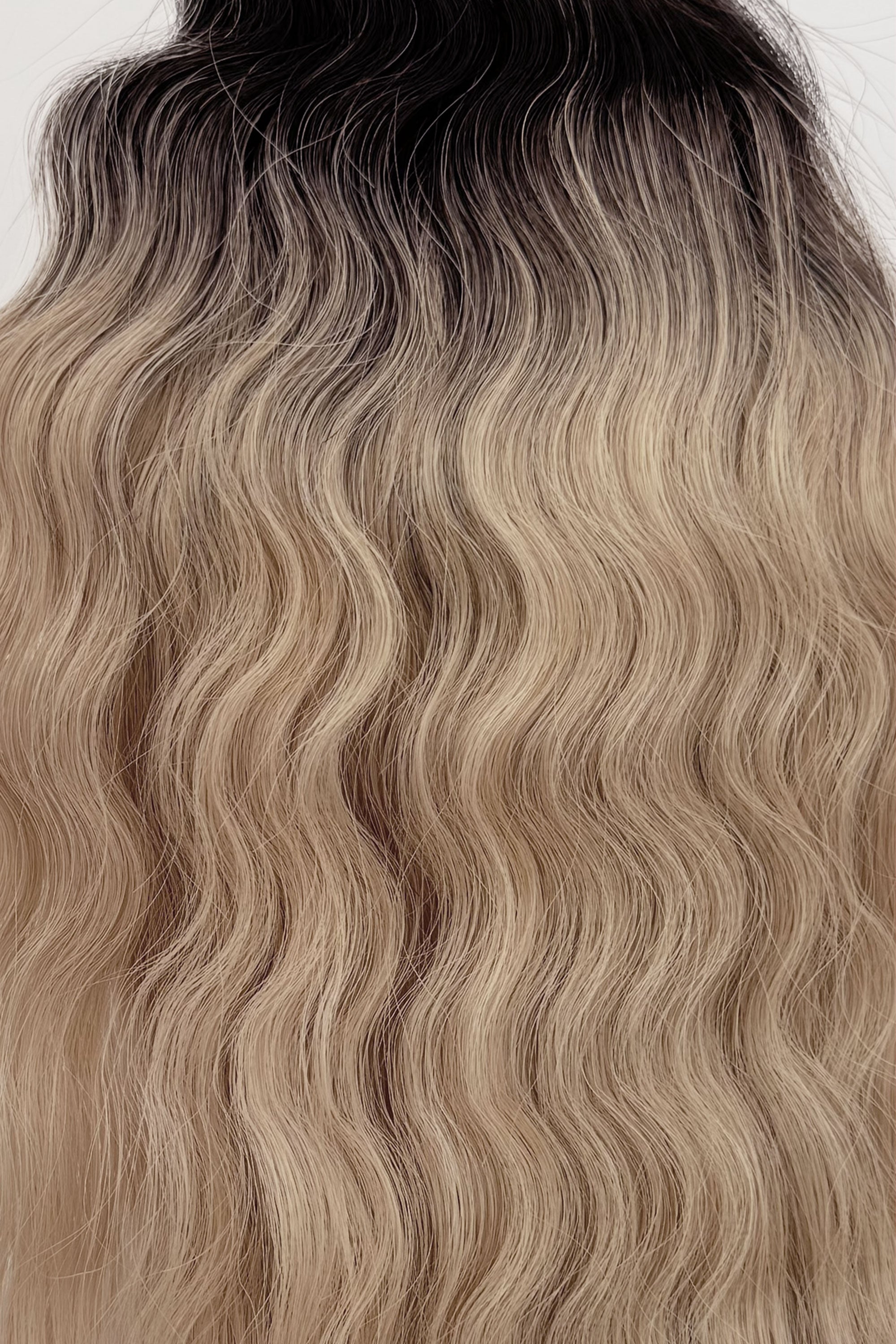 Behair professional Keratin Tip "Premium" 26" (65cm) Natural Wave Rooted Dark Coffee Brown/Light Gold Sand #2/16 - 25g (Standard - 0.7g each pcs) hair extensions